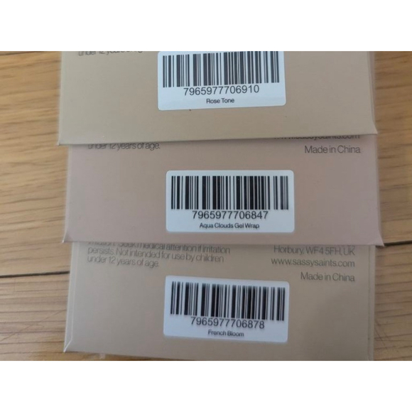 Sassy Saints UV Free Gel Nail Wraps Set of 3 French Bloom, Aqua Clouds + Rose - Picture 2 of 4